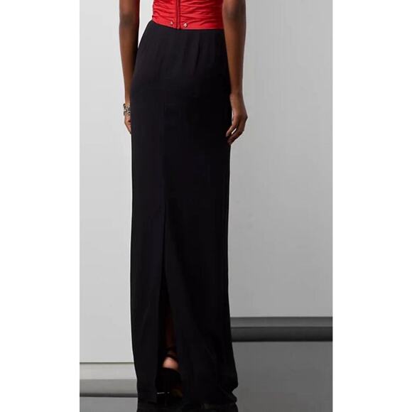 Ralph Lauren Collection Purple Label Black Maxi Skirt Satin Crepe Pencil 4 Small - Picture 4 of 8